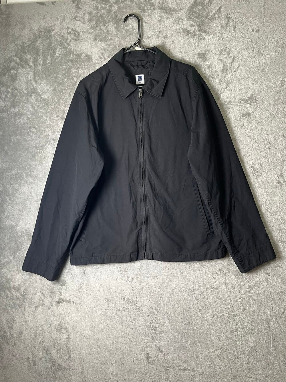 Vintage GAP Men's Black Full-Zip Collared Lightweight Boxy Fit Jacket Large